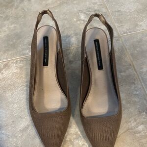 French Connection Taupe Pointed Slingback low heels. Only worn once